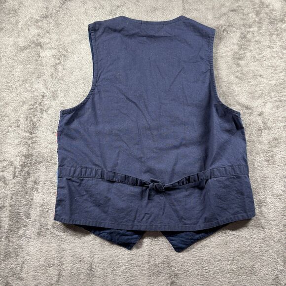 Casey & Max Vintage 90s Women Vest Patchwork Plaid Cottagecore Navy Small I108 - Picture 4 of 9